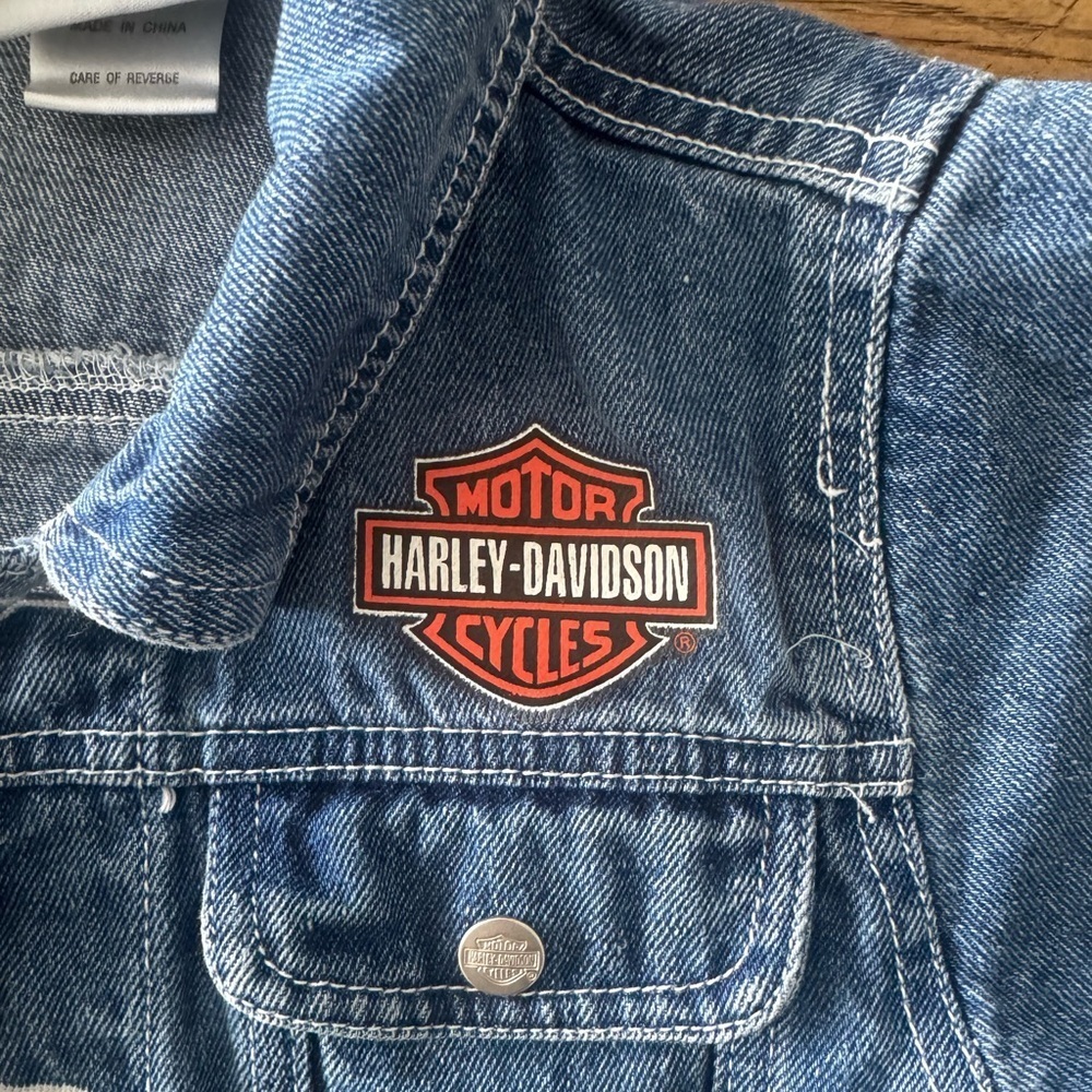 Harley-Davidson Kids Denim Jacket 8/10 – Vintage Style Motorcycle Graphic Jean - Picture 2 of 8